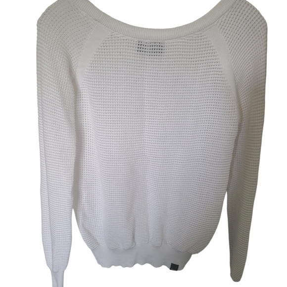 BENCH Open Knit White Crew Neck Long Sleeve Sweater Size Small - Picture 3 of 6